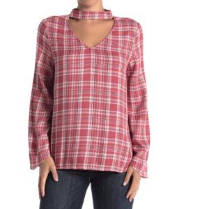 Velvet Heart Annabelle Cutout Plaid Top Small